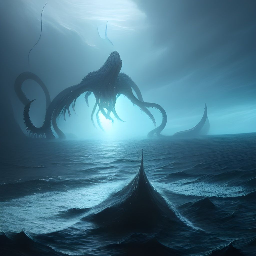 Eldritch Creature Emerges from the Ocean: Anime Style