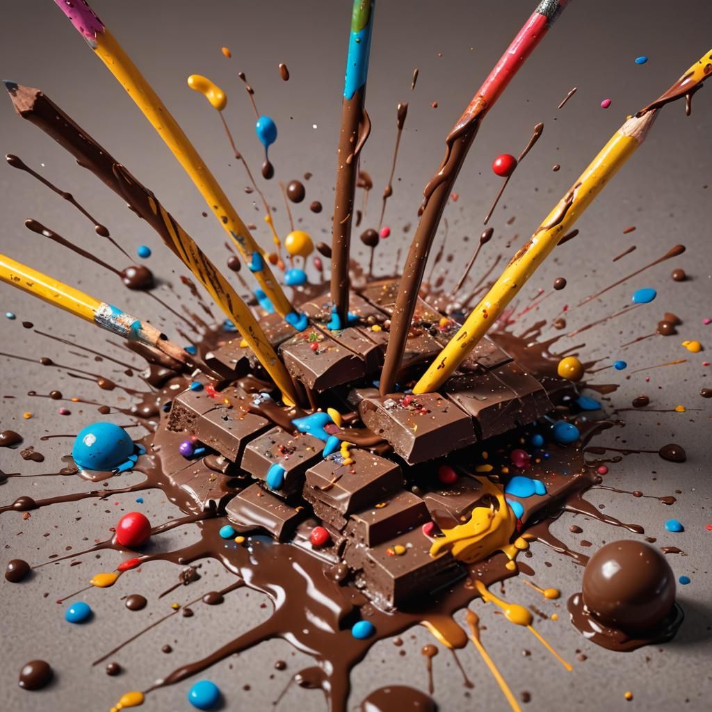 Pencils Eat Chocolate: Hyperrealistic Concept Art