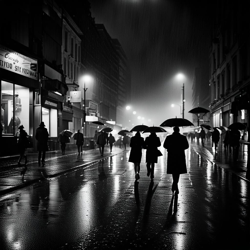 Moody Black and White City Streets at Night