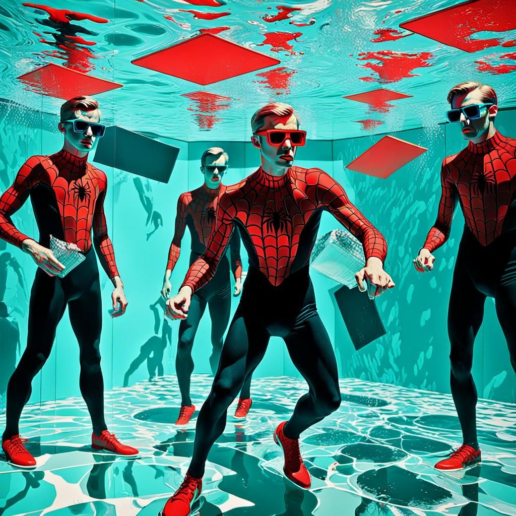 Vogue Models Underwater in Op Art Style