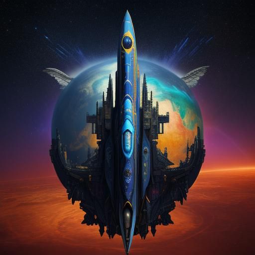 Surreal Rocket in Space: A Detailed Matte Painting