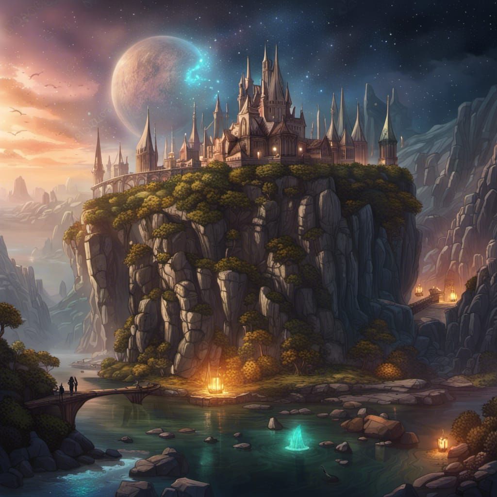 Hyperrealistic Elven Enclave in the Sky