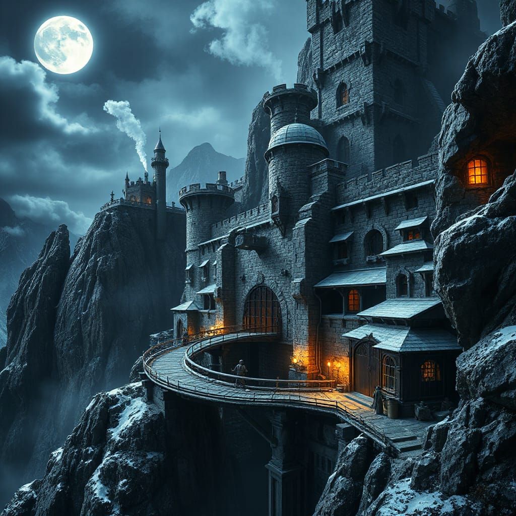 A massive, realistic villain’s hideout built into the cliffs...