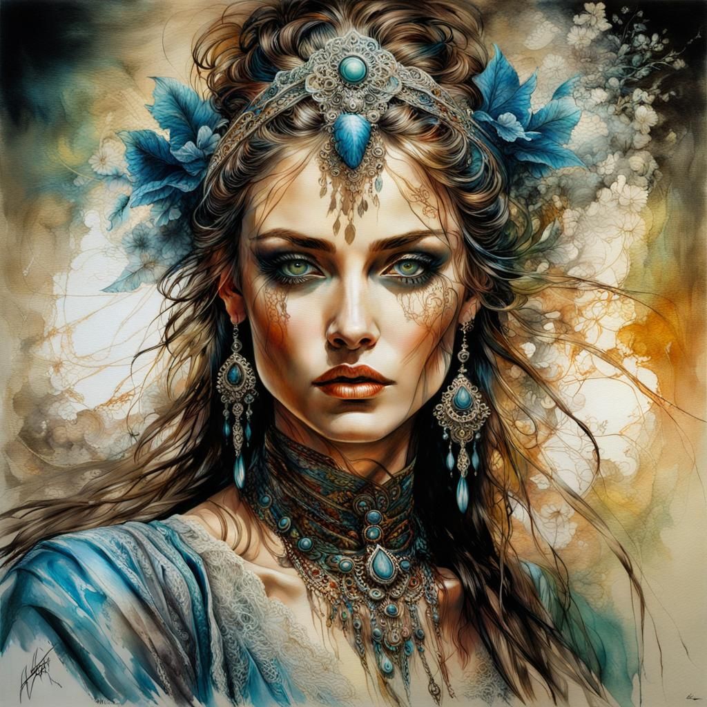 Sensual Woman in Silk, Oil Painting with Hyper-Realism