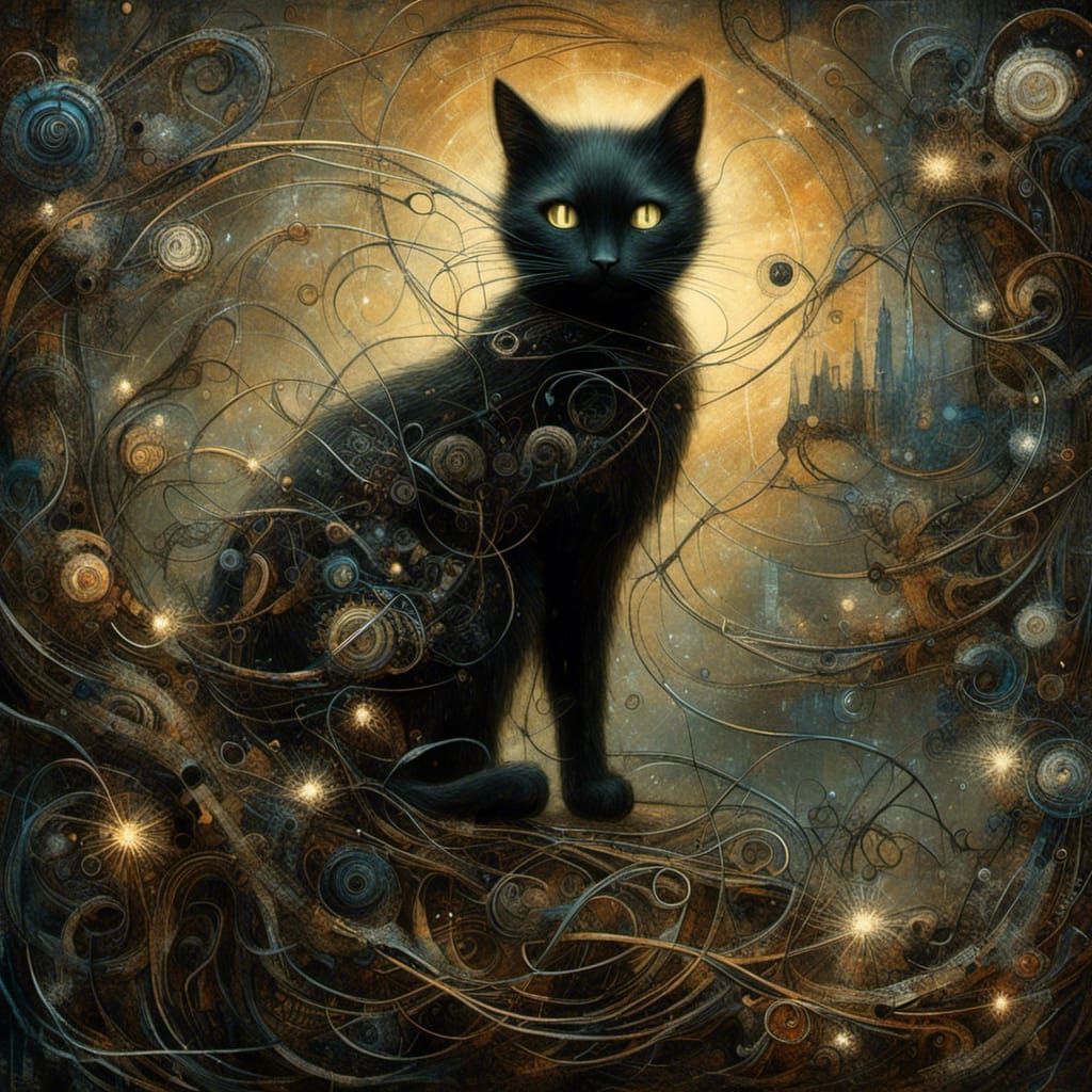 Biomechanical Cat in Abstragony Style