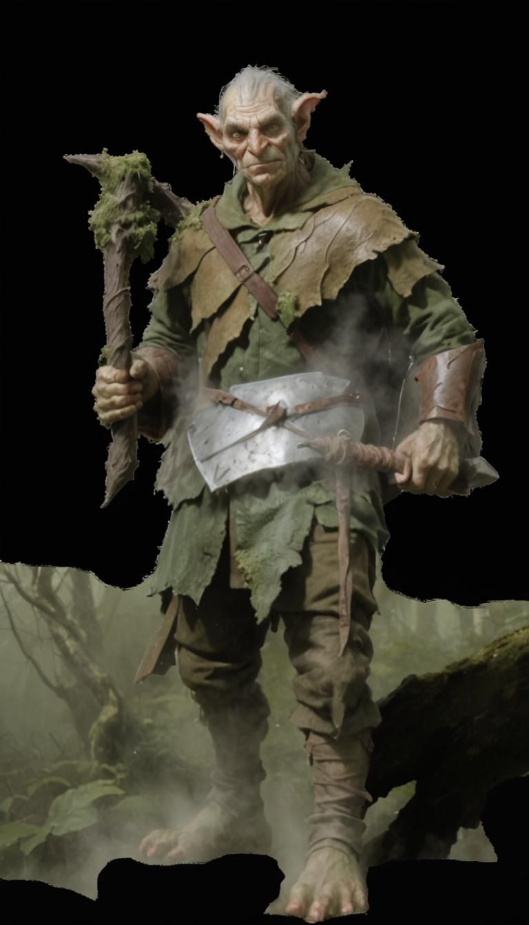 Welsh Goblin Warrior in Misty Forest