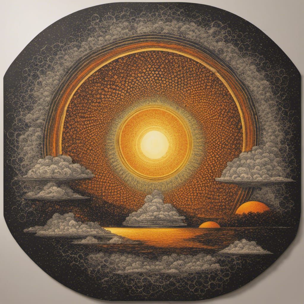 Psychedelic Spiral Sun: Engraved Surrealist Art