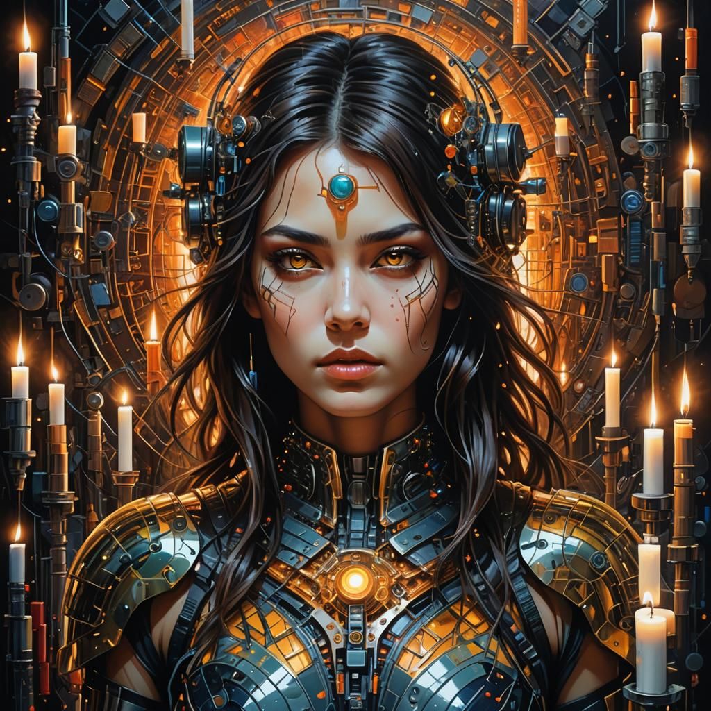 Futuristic Warrior Woman in Hyperrealistic Style