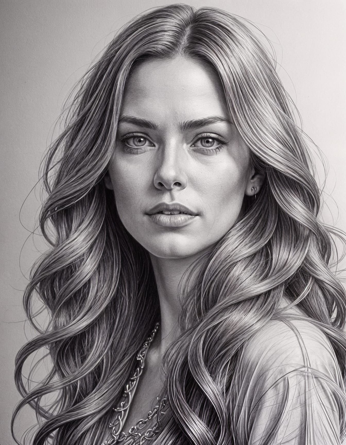 Surreal Portrait of a Woman with Long Hair in Intricate Penc...