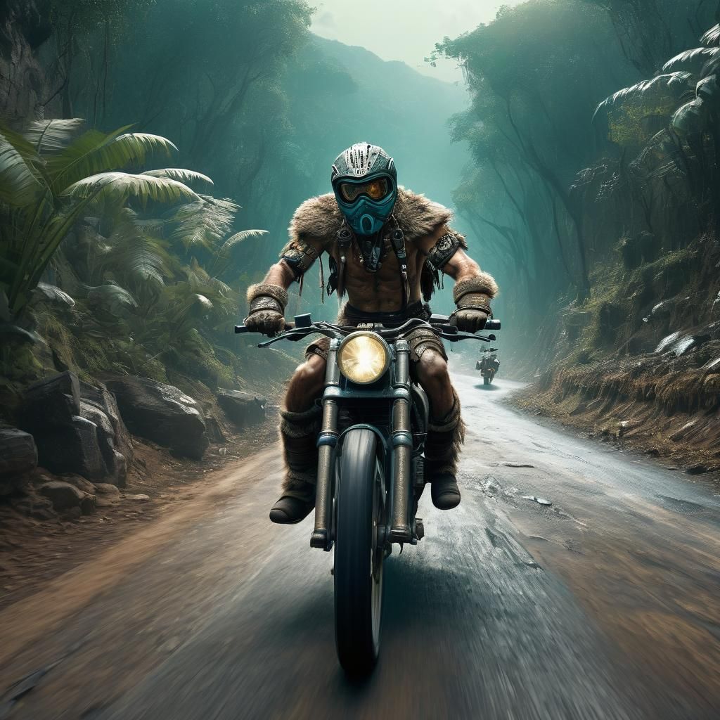 Stone Age Motorbike in Sci-Fi Art Style