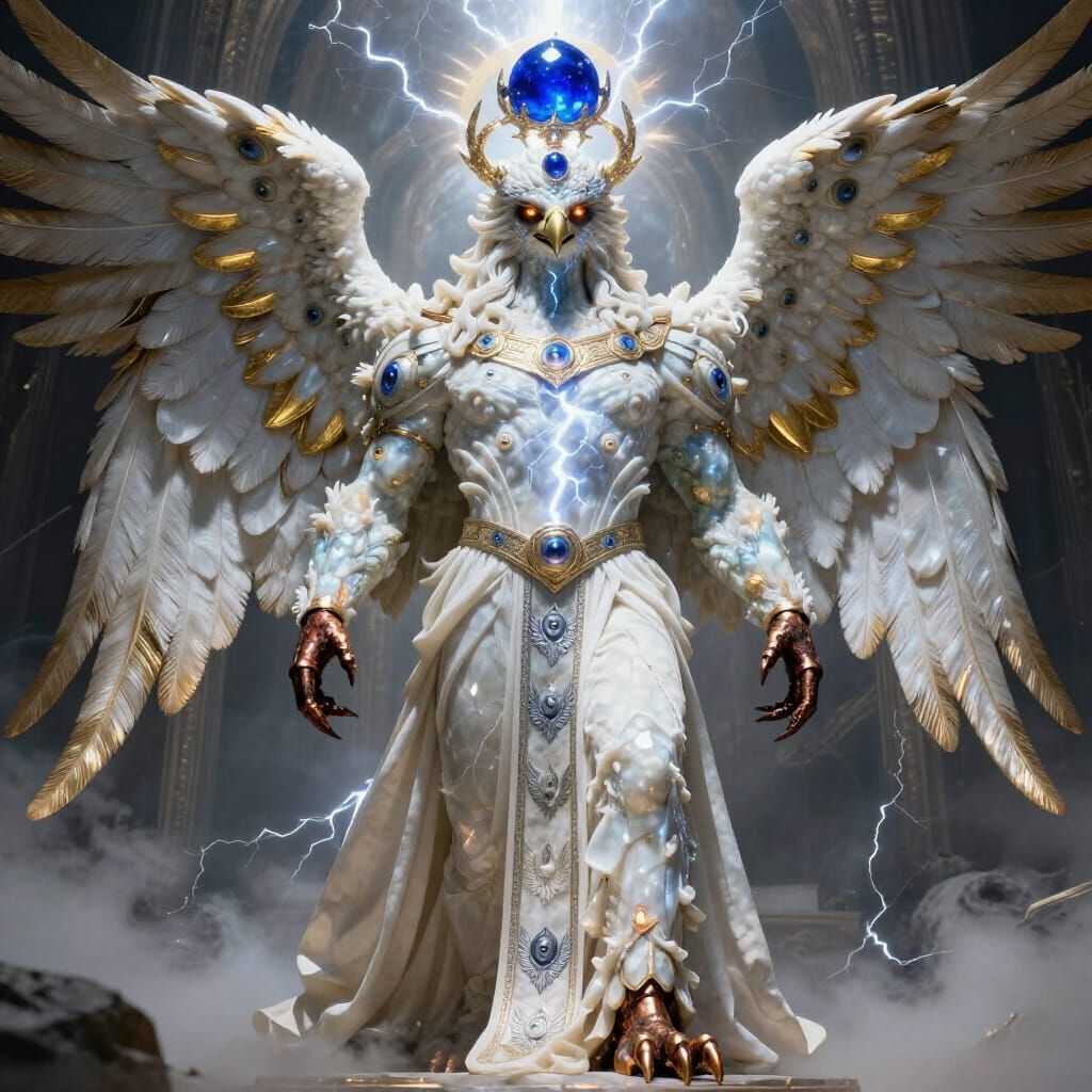 Seraphiel Malakh, Eagle Angel with Diamond Body and Fiery Ey...