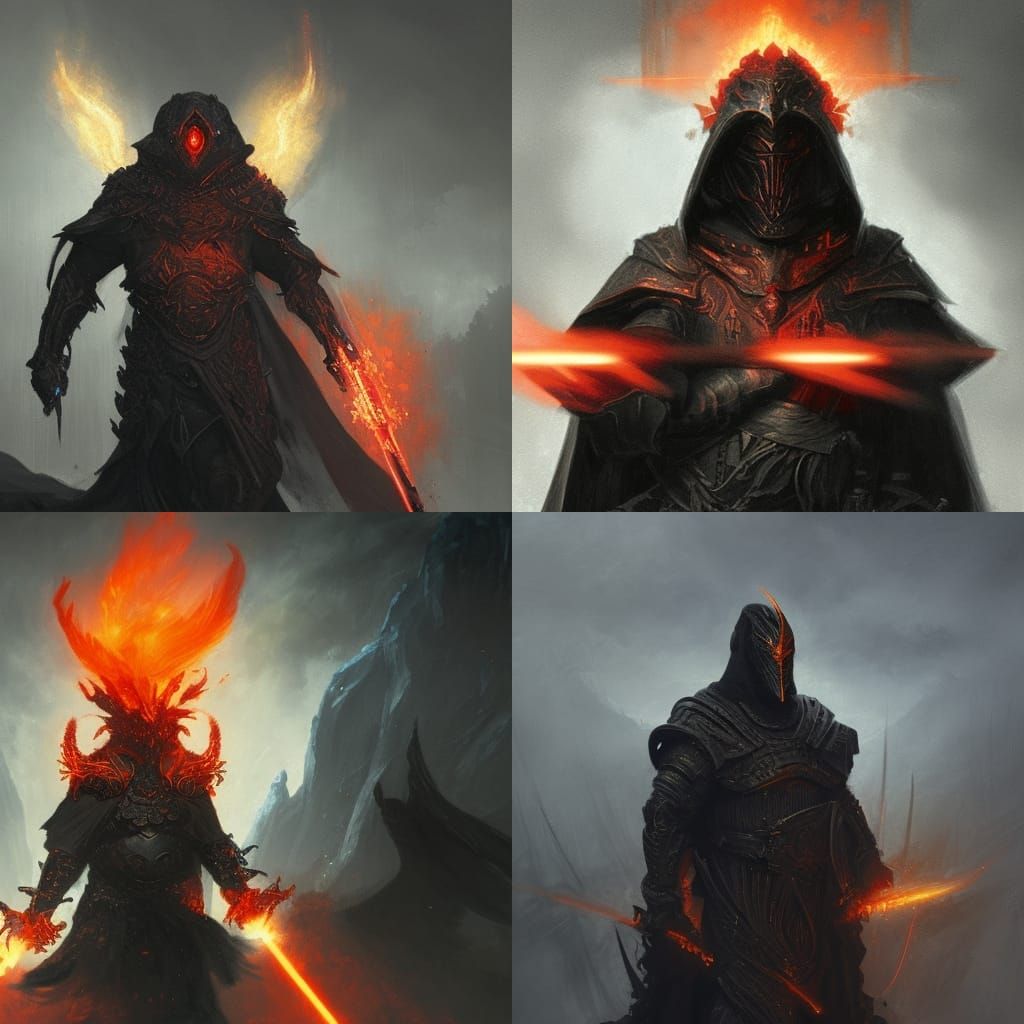 Armored Sith Lord with Black Phoenix Motif