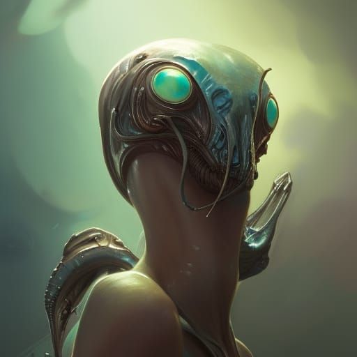 Detailed Alien Portrait Concept Art in 8k