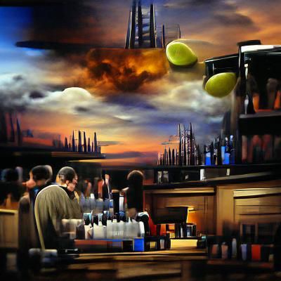 Last Call at the Bar: Oil on Canvas Matte Painting