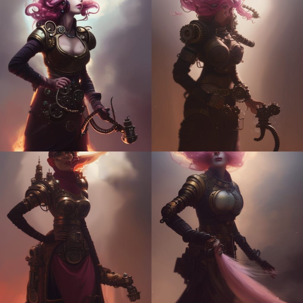 Steampunk Woman Portrait in Dark Fantasy Style
