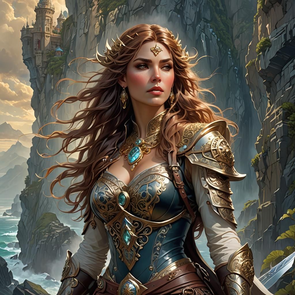 Fantasy Pirate Queen with Celtic Armor and Sword