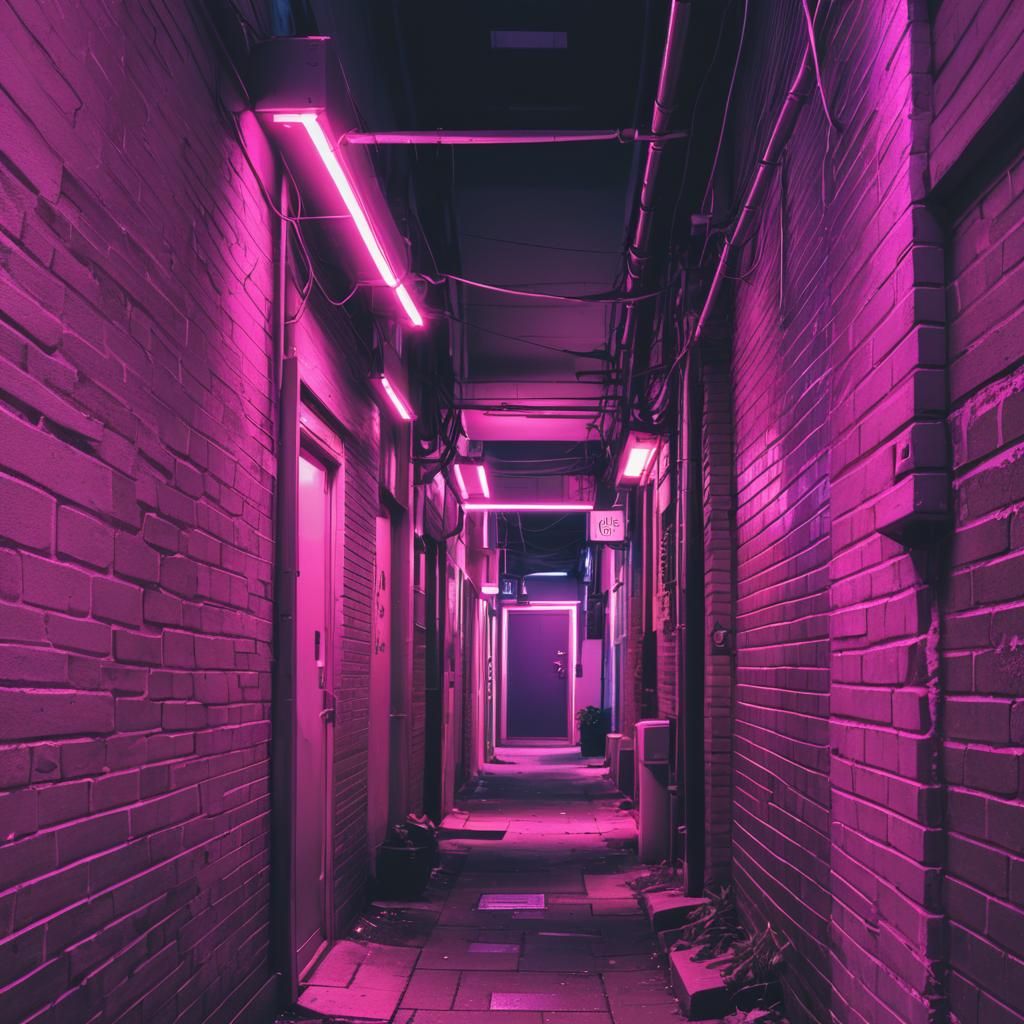 Vaporwave Alleyway: Neon Retro Synthwave Aesthetic
