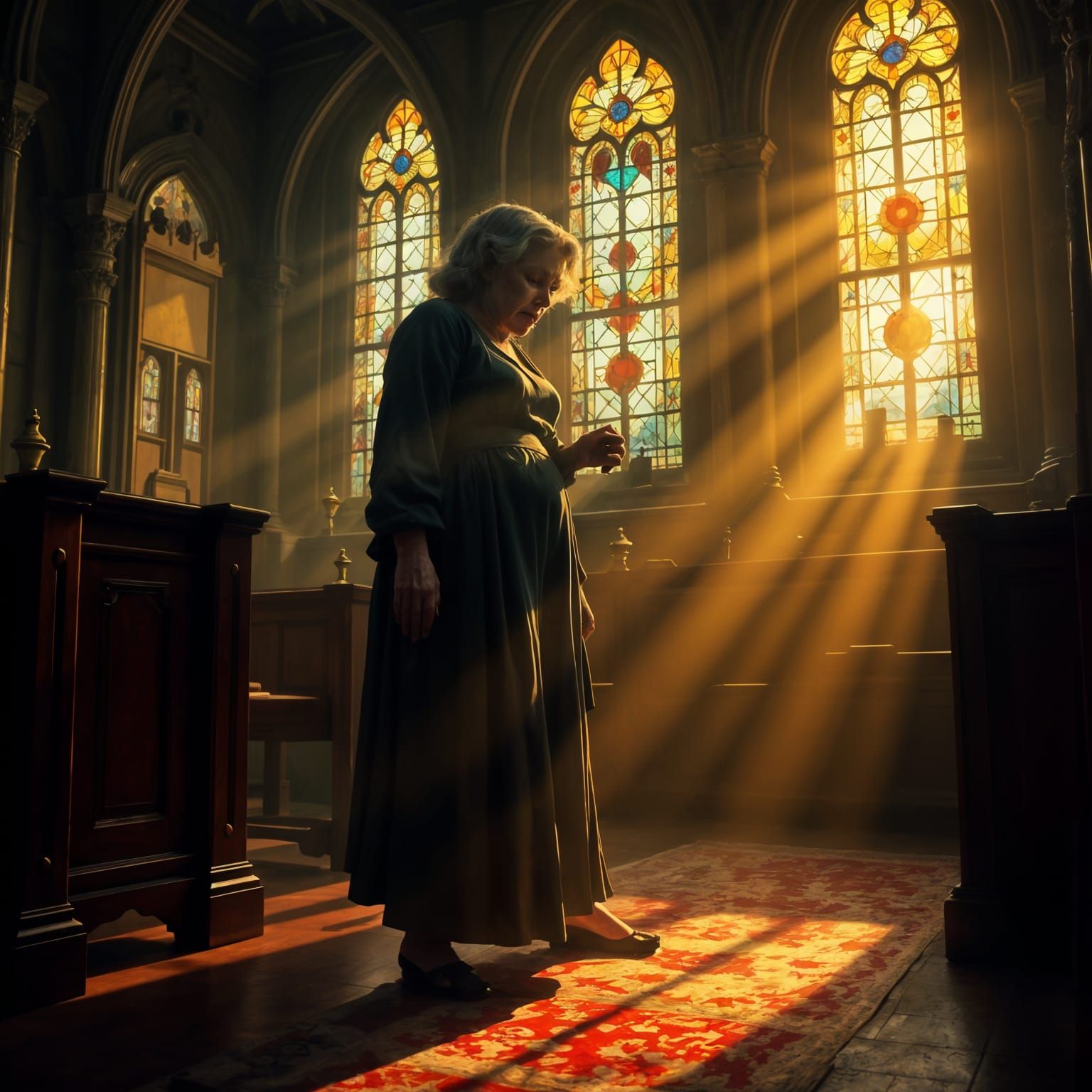 Ethereal Hyperrealistic Portrait of a Lonely Woman in a Vibr...