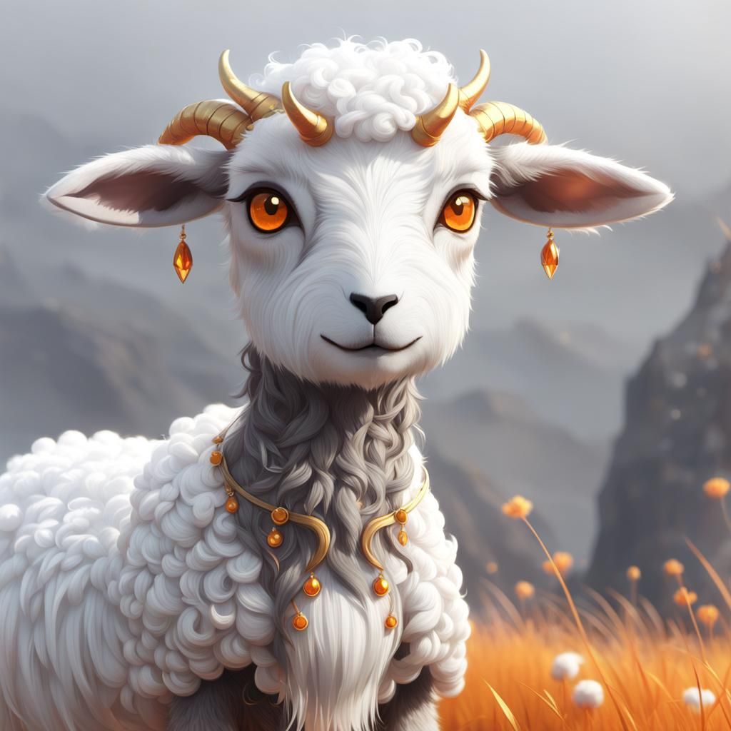 Bipedal Lamb Creature in 3D Anime Style