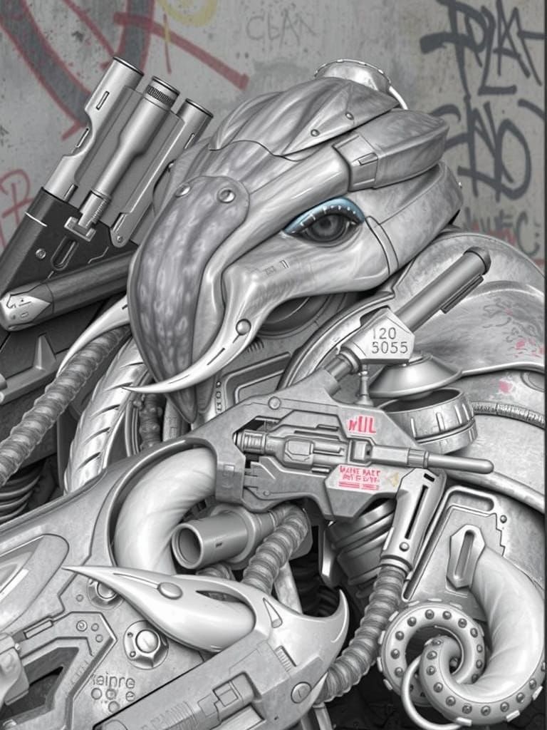 Armored Squid Bounty Hunter with Tentacle Weapons