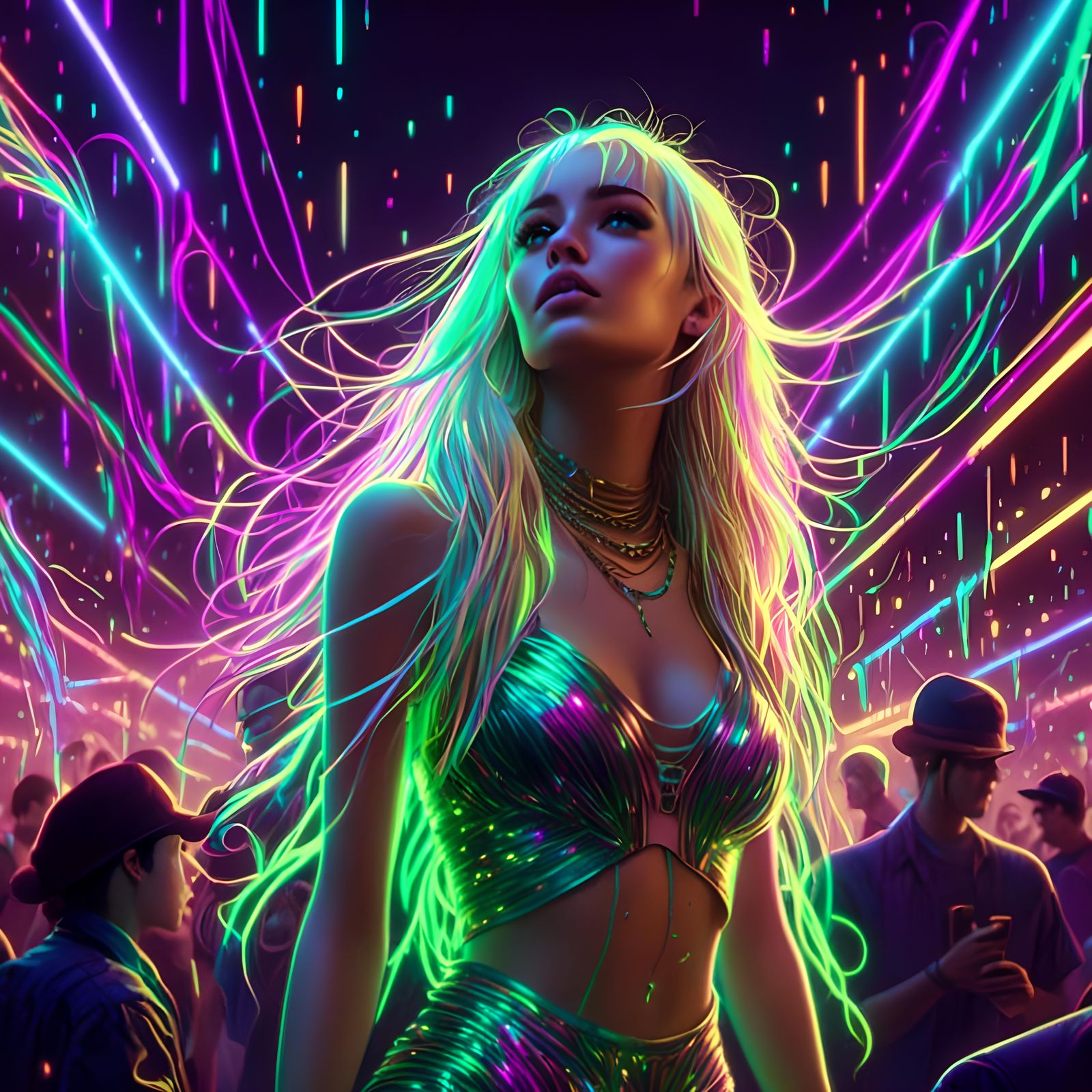 Fiber Optic Girl in 90s Dance Club