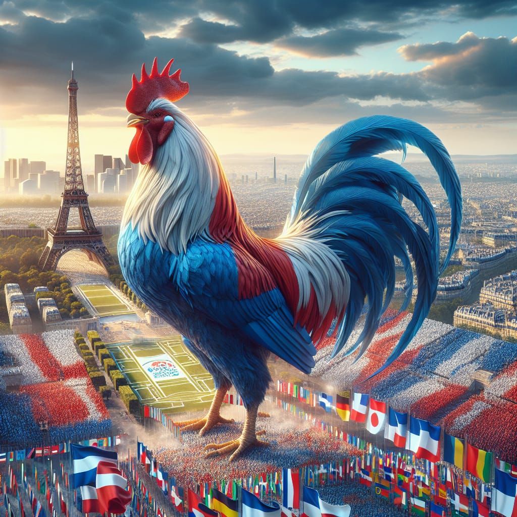 French Rooster Celebrates Paris Olympics in Ultra-HD