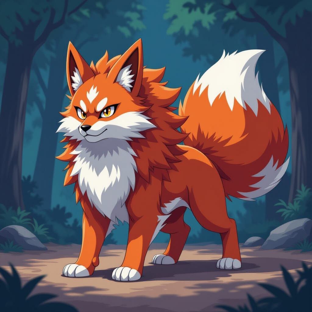 Majestic Arcanine in Manga Style Anime Wallpaper