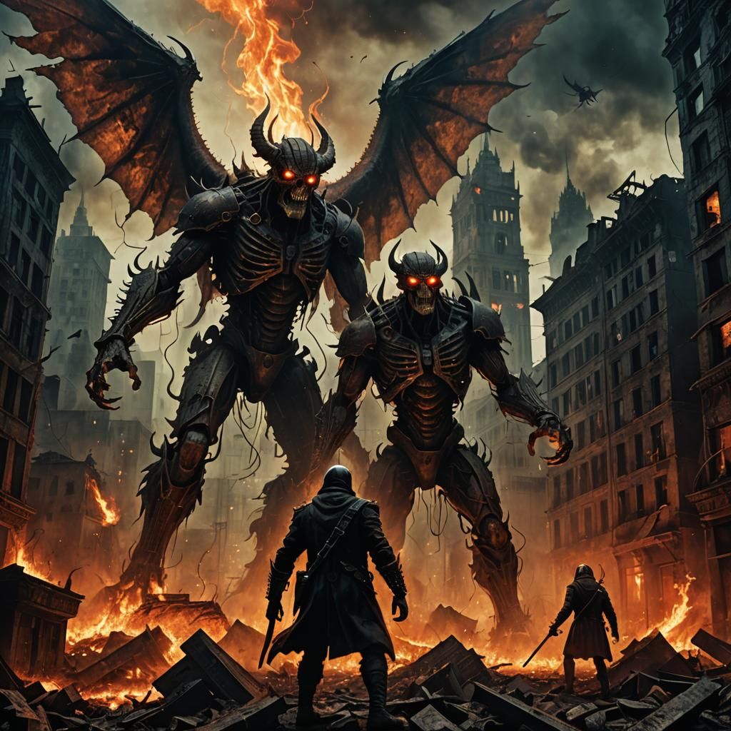 Alastor Radio Demon Battles Angels in Ruined City