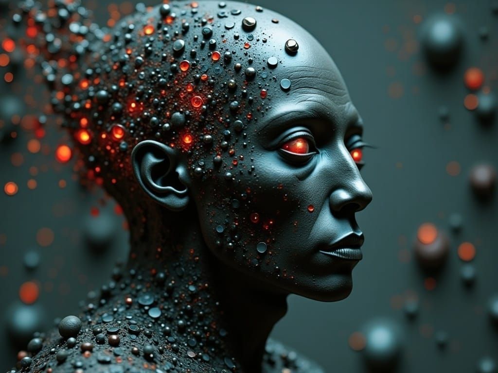 Dark, Surreal Landscape with a Voided Head