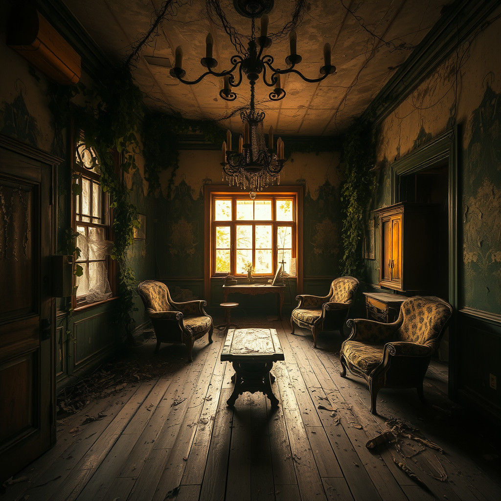 Abandoned House Interior in Cinematic Style