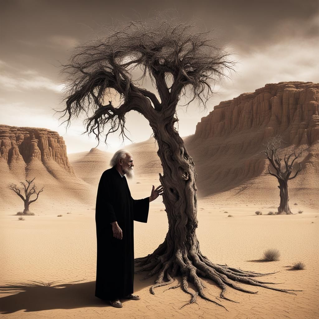 Desert Tree and Mourning Man: Sinister Transformation