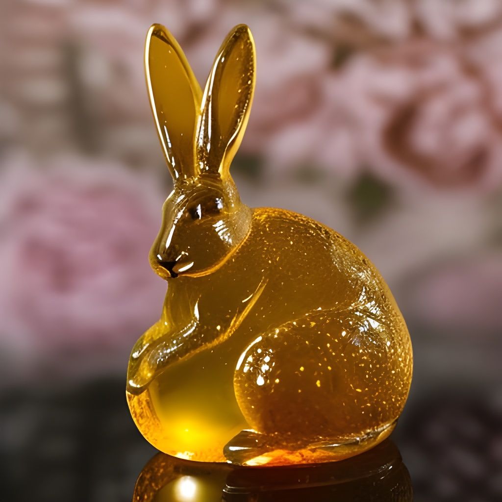 Golden Amber Art Glass Bunny Sculpture