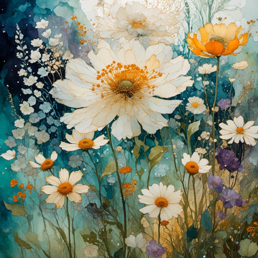 Flower Silhouette with Seasonal Double Exposure