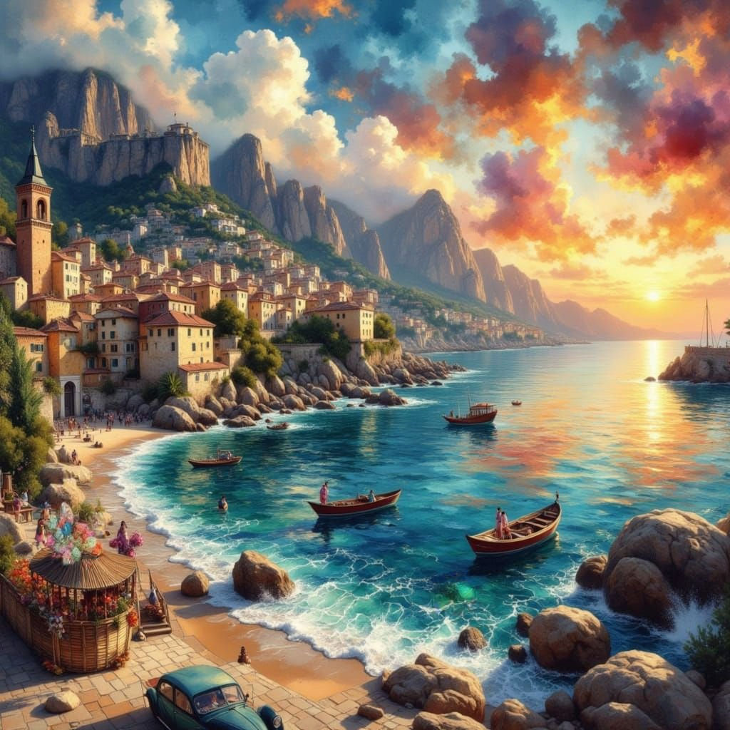 Dreamy Surreal Landscape: Sunrise vs Sunset