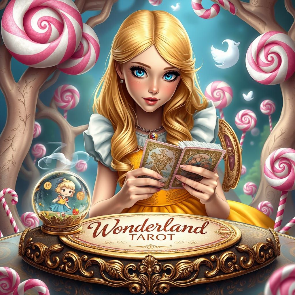 Vibrant Wonderland Tarot Reader in a Sugar-Coated Realm