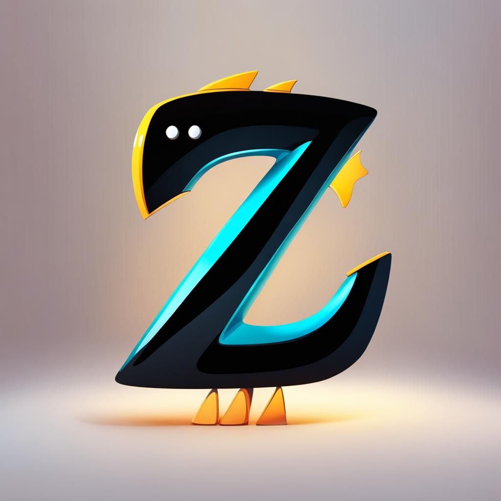 Cyberpunk Cartoon of Letter Z in Fish Costume