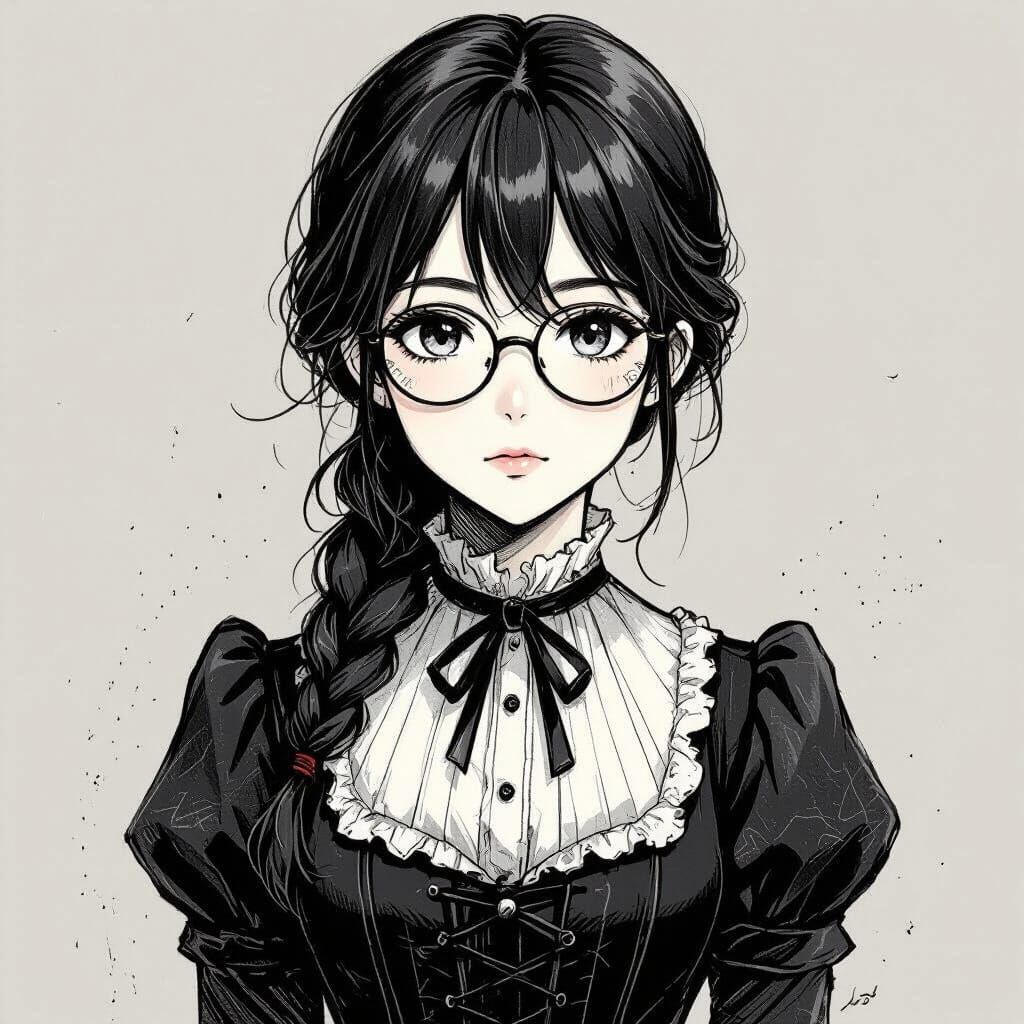 Anime Style Portrait of a Girl in Victorian Attire