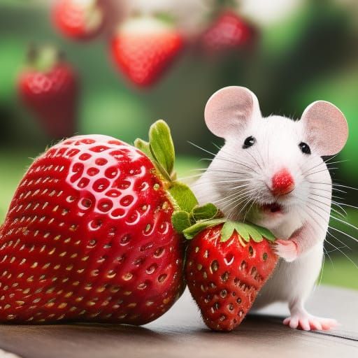 Mouse and Giant Strawberry: Professional Photography