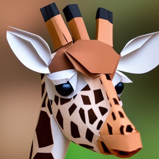 Detailed 3D Origami Giraffe in Savanna