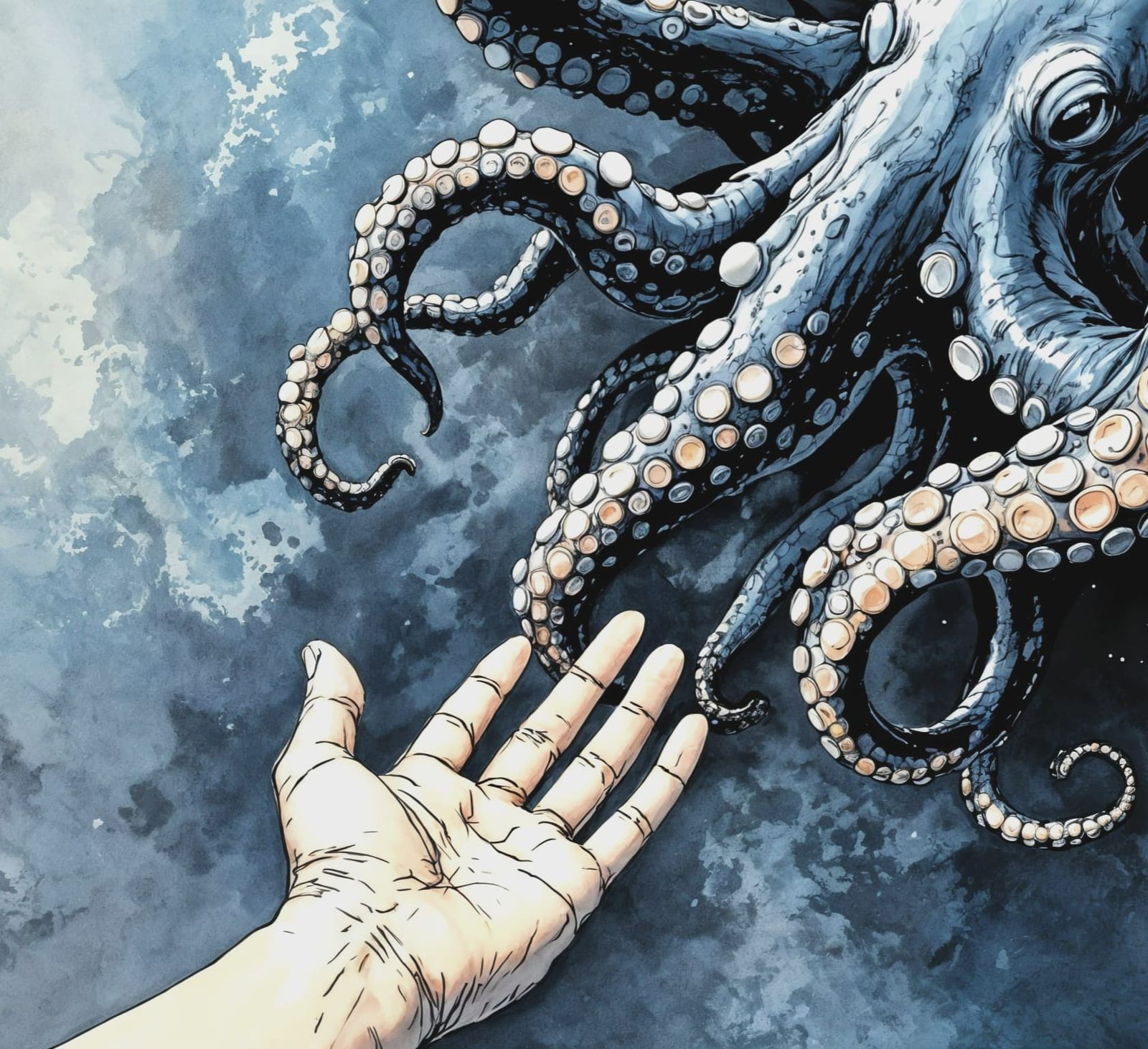 Human Hand Meets Octopus Tentacle in Dark Renaissance-Inspir...