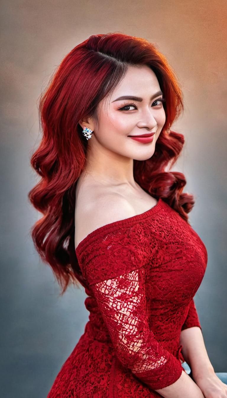 Portrait of a Woman with Red Braided Hair