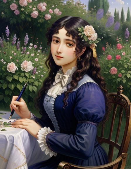 Idyllic Garden Scene as Academic Painting