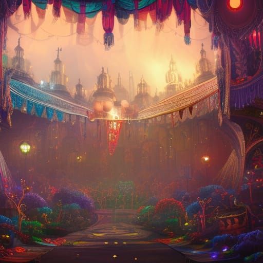 Magical Night Circus in Vibrant Colors