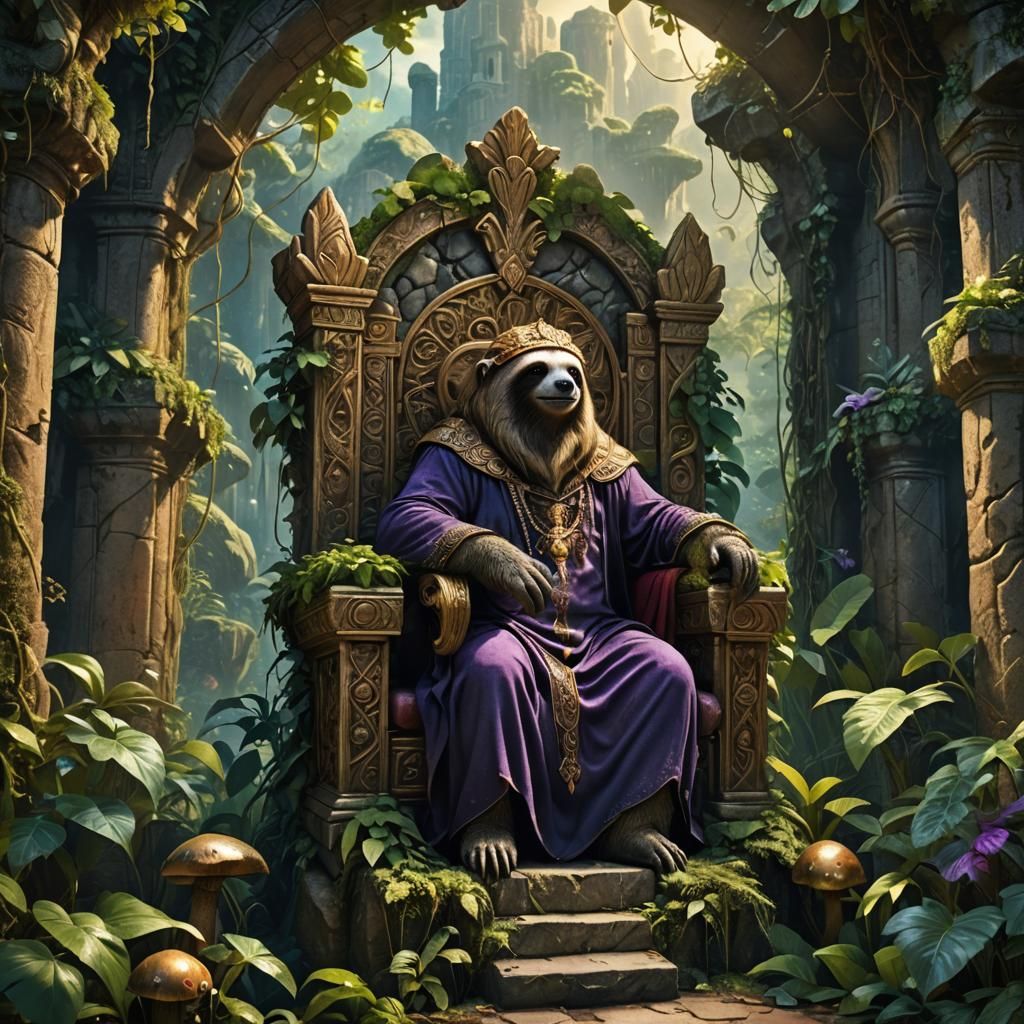 King of Sloth on Throne: Fantasy Concept Art