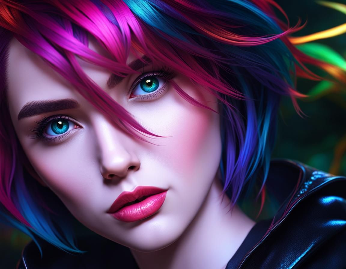 Jewel-Toned Girl in Fantasy Landscape, Trending Art