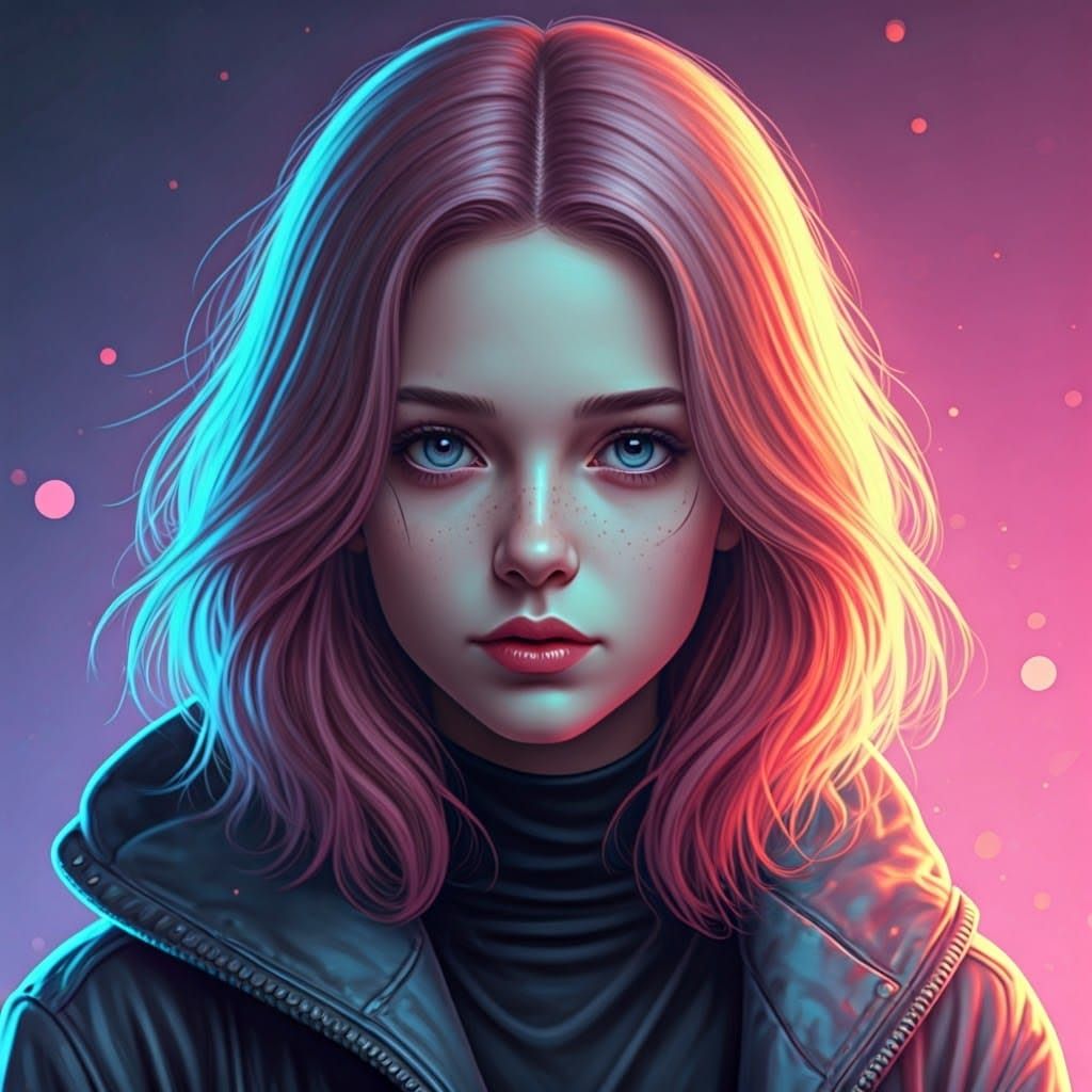 Eerie Woman in 80s Pop Art Style