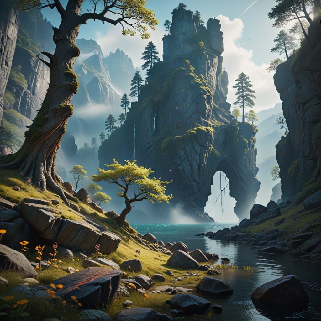 Ethereal Fjord Landscape in Cinematic Style