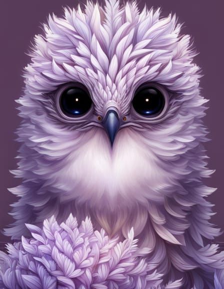 Cute Blue Bird with Fractal Flowers in Pixel Art