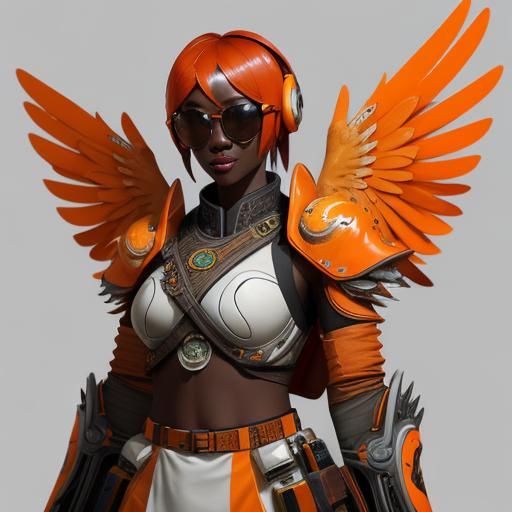 Girl in Bird Tactical Armor: Hyperrealistic Splash Art