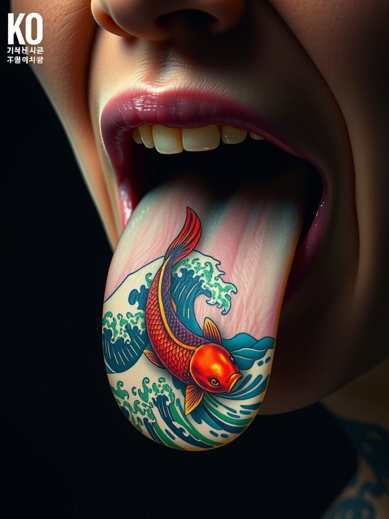 Vibrant Close-Up Portrait of a Person's Open Mouth with Intr...